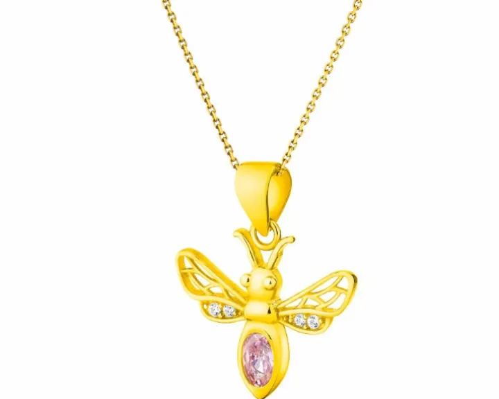 Złota zawieszka z cyrkoniami - pszczółka