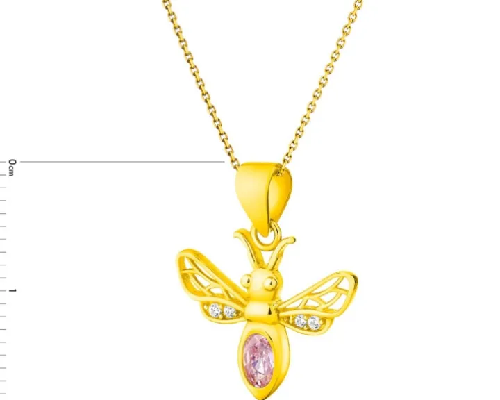 Złota zawieszka z cyrkoniami - pszczółka