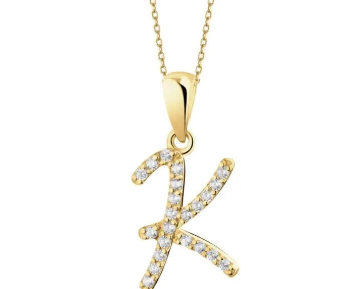 Złota zawieszka z cyrkoniami - litera K
