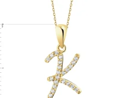 Złota zawieszka z cyrkoniami - litera K