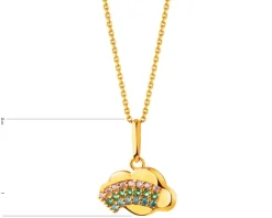 Złota zawieszka z cyrkoniami - chmura, tęcza