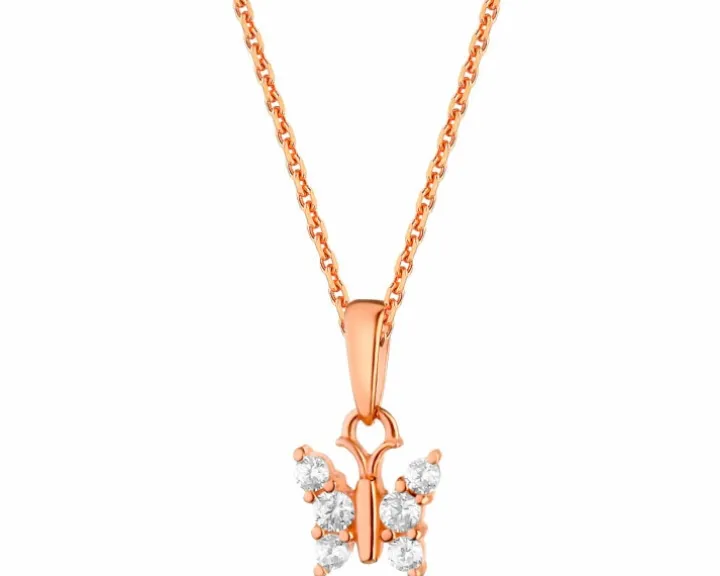 Złota zawieszka z cyrkoniami - motyl