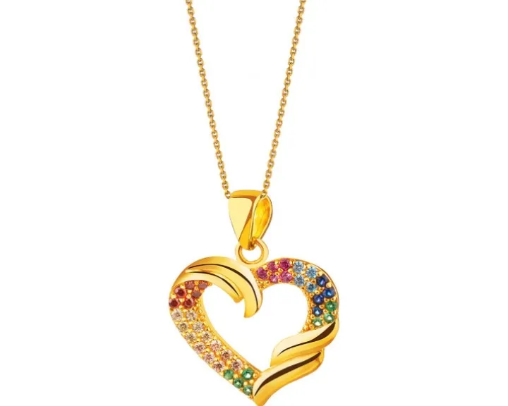 Złota zawieszka z cyrkoniami - serce