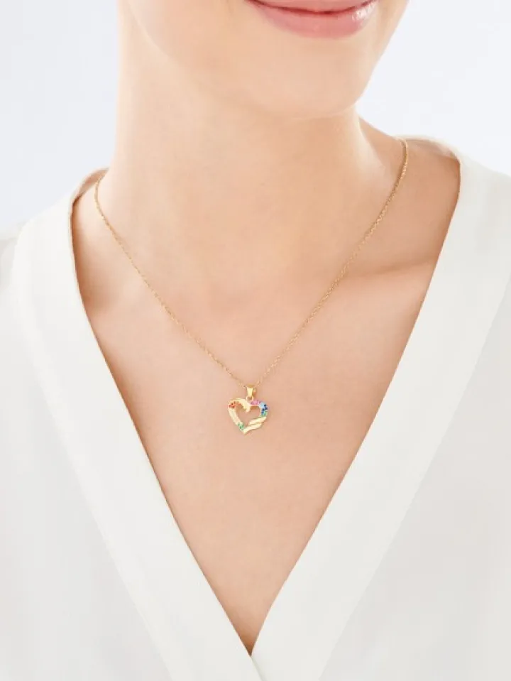 Złota zawieszka z cyrkoniami - serce