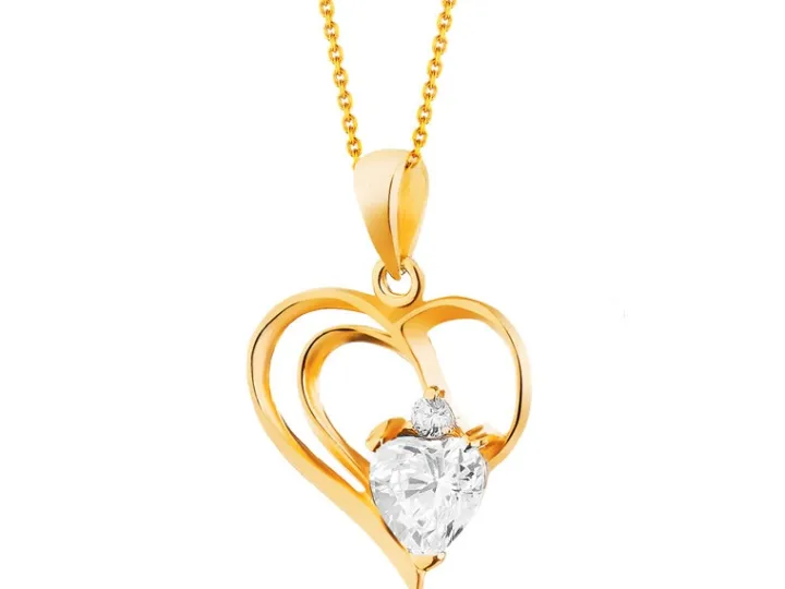 Złota zawieszka z cyrkoniami - serce