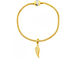 Złota zawieszka z cyrkoniami beads - skrzydło