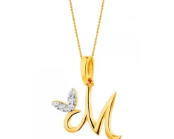 Złota zawieszka z cyrkoniami - litera M