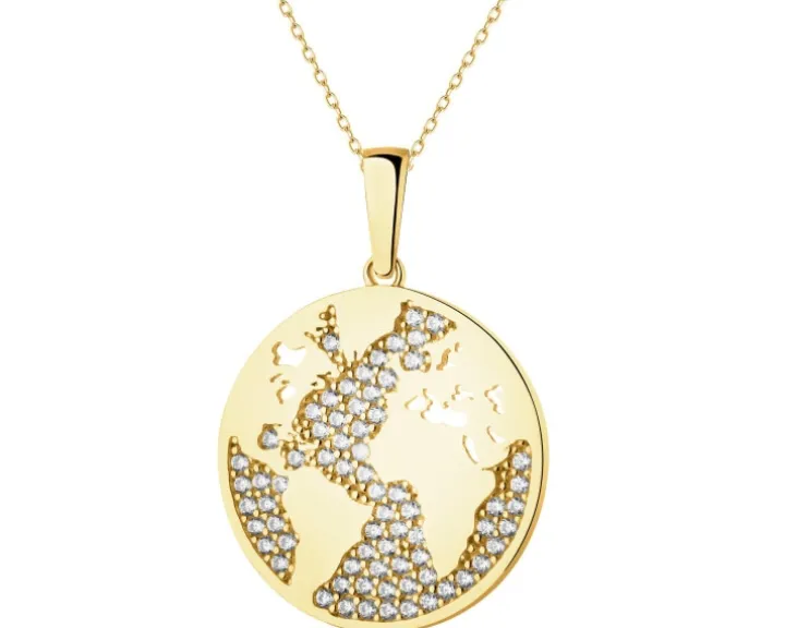 Złota zawieszka z cyrkoniami - kula ziemska