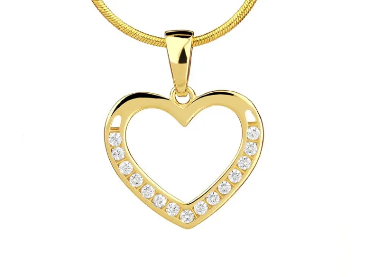Złota zawieszka z cyrkoniami - serce