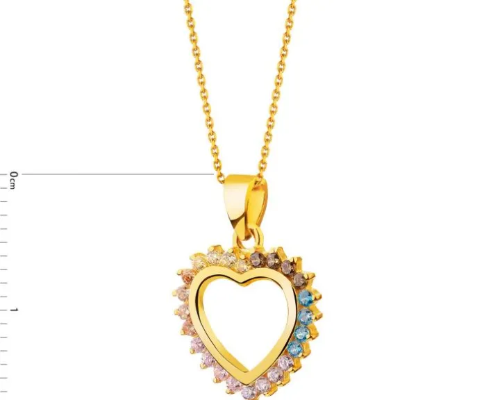 Złota zawieszka z cyrkoniami - serce