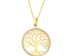 Złota zawieszka z cyrkoniami - drzewko