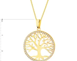 Złota zawieszka z cyrkoniami - drzewko