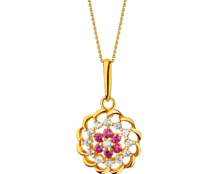 Złota zawieszka z cyrkoniami - kwiat