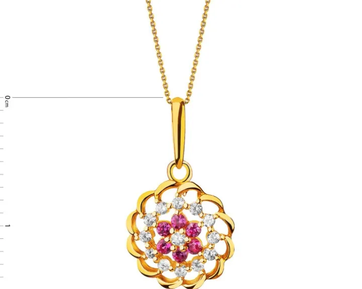 Złota zawieszka z cyrkoniami - kwiat