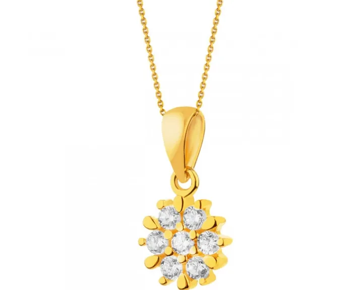 Złota zawieszka z cyrkoniami - kwiat
