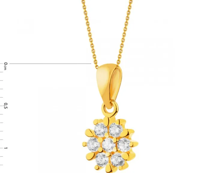 Złota zawieszka z cyrkoniami - kwiat