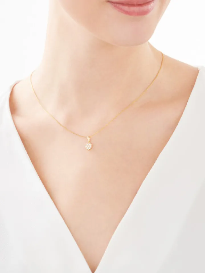 Złota zawieszka z cyrkoniami - kwiat