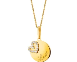 Złota zawieszka z cyrkoniami - serce, love