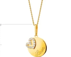 Złota zawieszka z cyrkoniami - serce, love