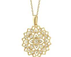 Złota zawieszka z cyrkoniami - rozeta