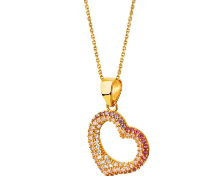 Złota zawieszka z cyrkoniami - serce