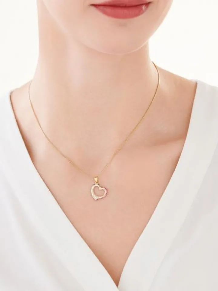 Złota zawieszka z cyrkoniami - serce