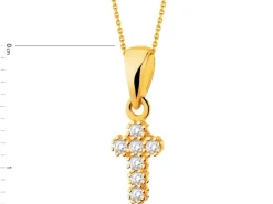 Złota zawieszka z cyrkoniami  - krzyż