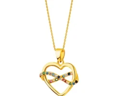 Złota zawieszka z cyrkoniami - serce, nieskończoność