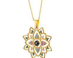 Złota zawieszka z cyrkoniami - rozeta