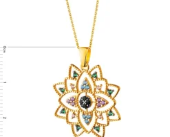 Złota zawieszka z cyrkoniami - rozeta