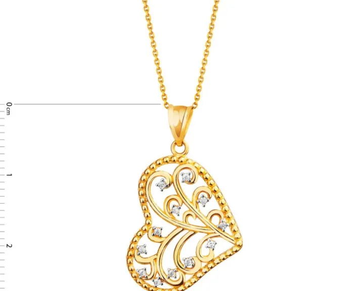 Złota zawieszka z cyrkoniami - serce