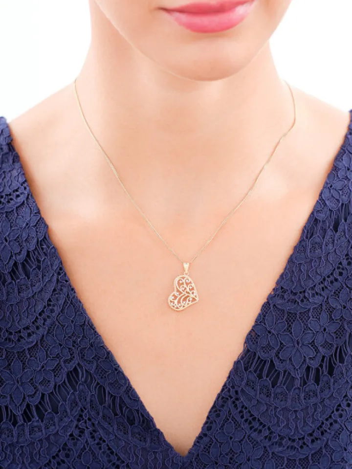 Złota zawieszka z cyrkoniami - serce