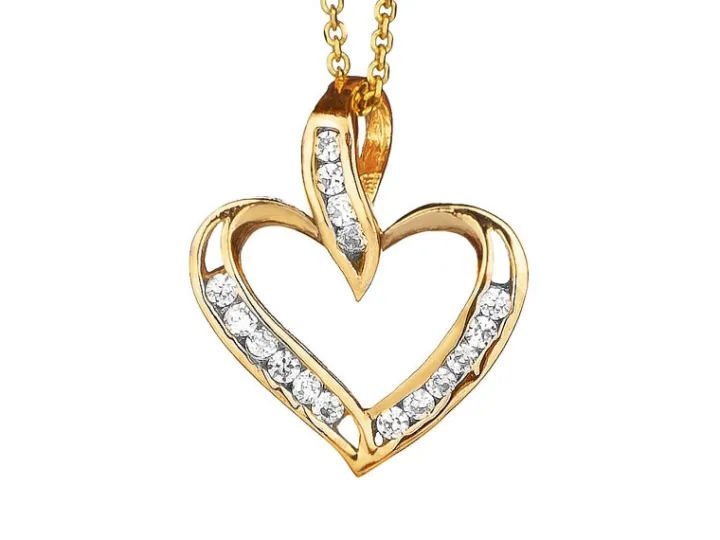 Złota zawieszka z cyrkoniami - serce