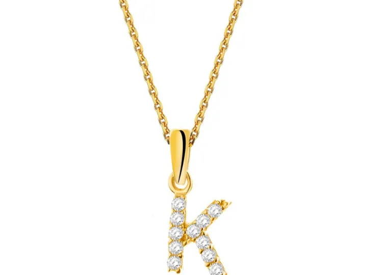 Złota zawieszka z cyrkoniami - litera K