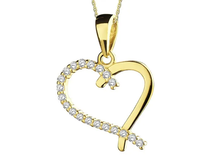 Złota zawieszka z cyrkoniami - serce