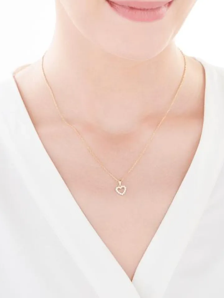 Złota zawieszka z cyrkoniami - serce