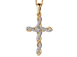 Złota zawieszka z cyrkoniami  - krzyż