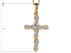 Złota zawieszka z cyrkoniami  - krzyż