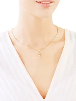 Złota zawieszka z cyrkoniami  - krzyż