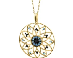 Złota zawieszka z cyrkoniami - rozeta