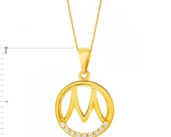 Złota zawieszka z cyrkoniami - Litera M