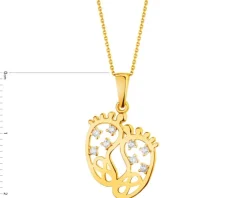 Złota zawieszka z cyrkoniami - stópki