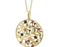 Złota zawieszka z cyrkoniami - kwiaty