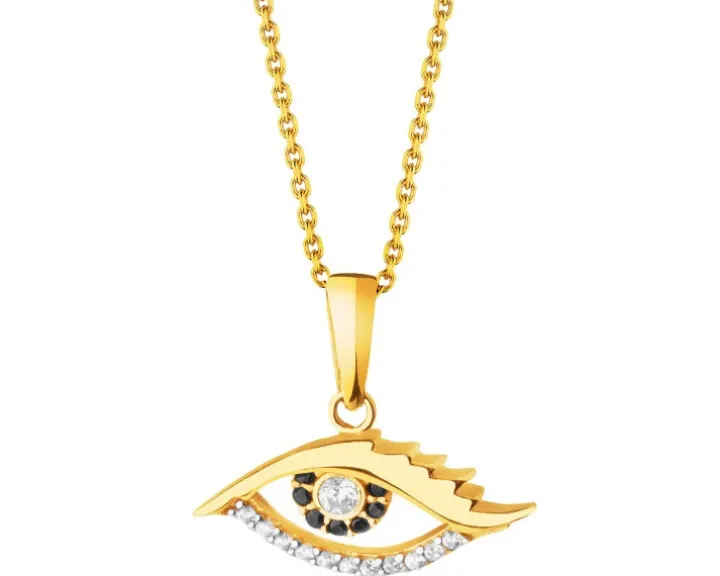 Złota zawieszka z cyrkoniami - oko