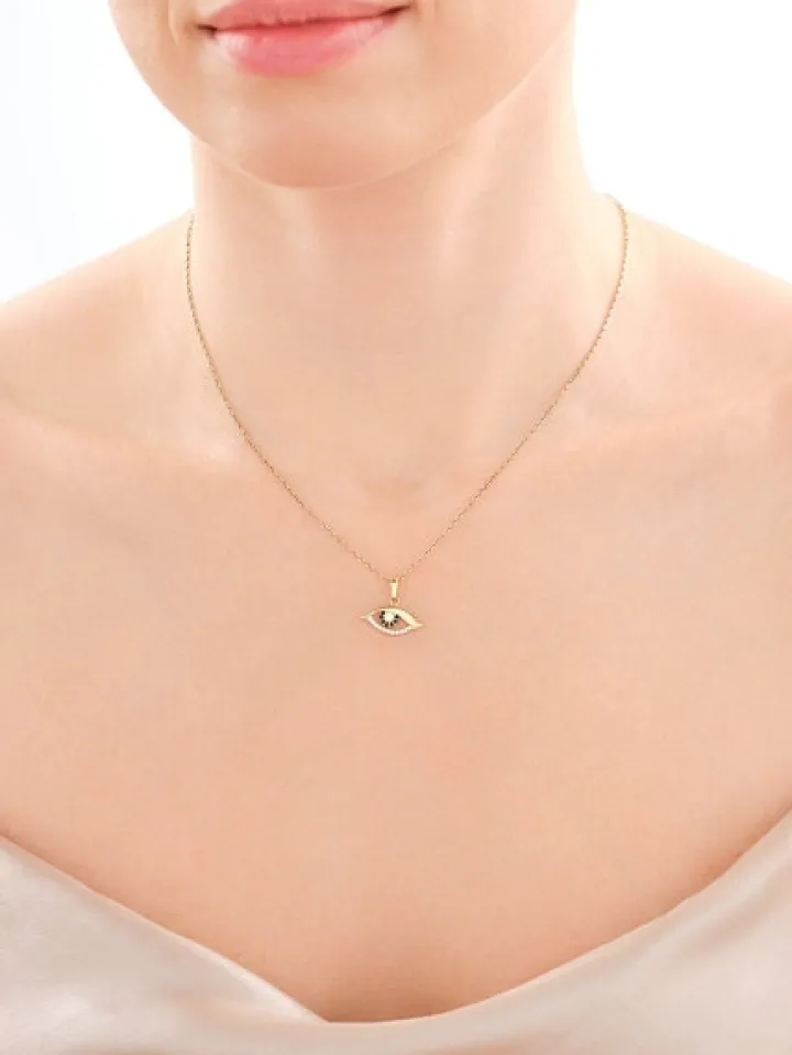 Złota zawieszka z cyrkoniami - oko
