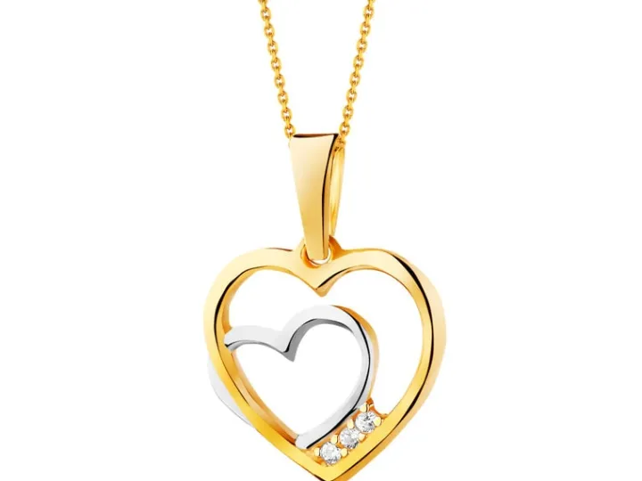 Złota zawieszka z cyrkoniami - serce
