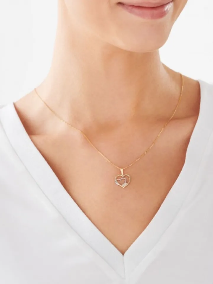 Złota zawieszka z cyrkoniami - serce