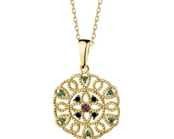 Złota zawieszka z cyrkoniami - rozeta