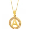 Złota zawieszka z cyrkoniami - litera A