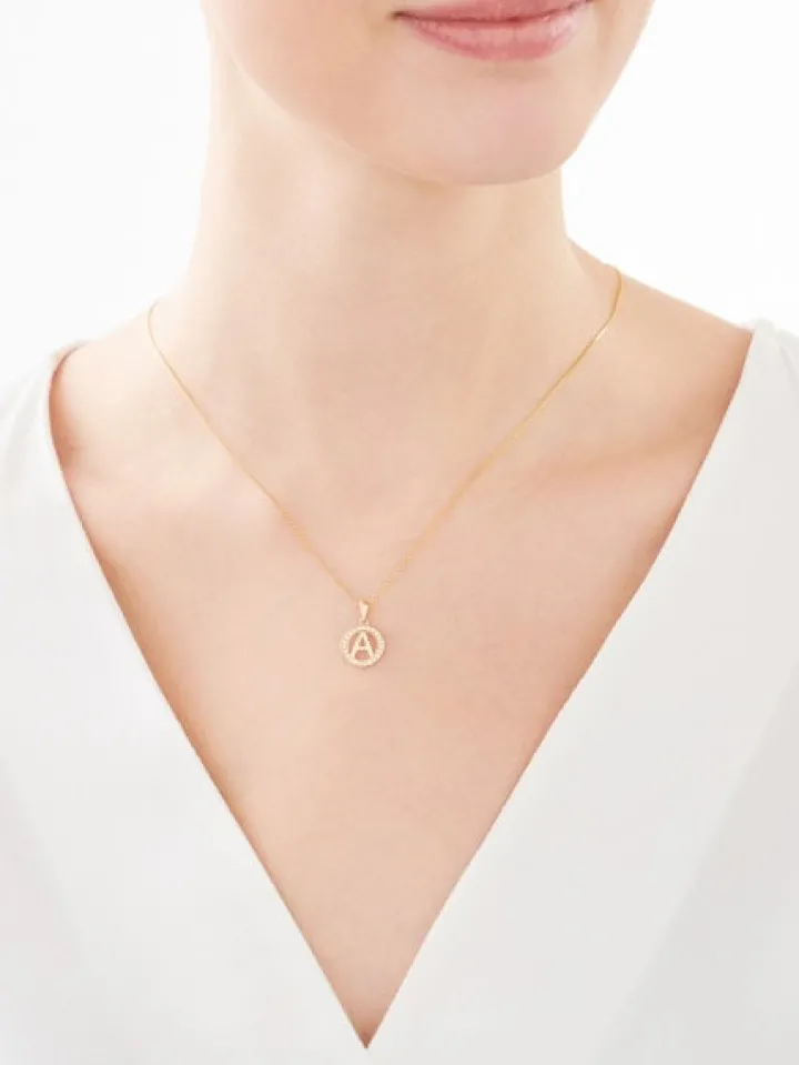 Złota zawieszka z cyrkoniami - litera A